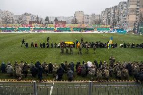 Funeral Ceremony For Ukrainian Serviceman And A Founder Of FC Obolon's Ultras Movement Pavlo Vedybida