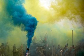 Funeral Ceremony For Ukrainian Serviceman And A Founder Of FC Obolon's Ultras Movement Pavlo Vedybida