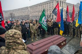 Funeral Ceremony For Ukrainian Serviceman And A Founder Of FC Obolon's Ultras Movement Pavlo Vedybida