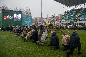 Funeral Ceremony For Ukrainian Serviceman And A Founder Of FC Obolon's Ultras Movement Pavlo Vedybida