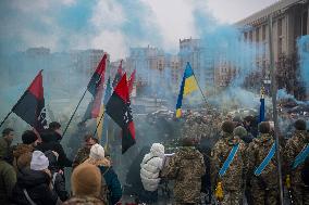 Funeral Ceremony For Ukrainian Serviceman And A Founder Of FC Obolon's Ultras Movement Pavlo Vedybida