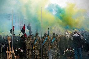 Funeral Ceremony For Ukrainian Serviceman And A Founder Of FC Obolon's Ultras Movement Pavlo Vedybida