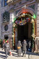 Entrance Christmas Village In Munich Residence