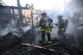 Large Fire Impacts Several Businesses In A Strip Mall On Small Business Saturday In The Rego Park Section Of Queens New York