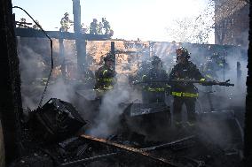 Large Fire Impacts Several Businesses In A Strip Mall On Small Business Saturday In The Rego Park Section Of Queens New York