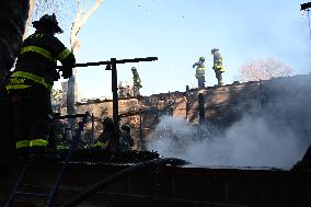 Large Fire Impacts Several Businesses In A Strip Mall On Small Business Saturday In The Rego Park Section Of Queens New York