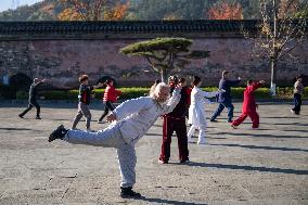 Tai Chi At A Martial Arts School - China