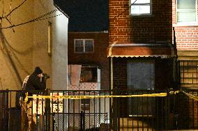 NYPD Crime Scene Investigators Search For Evidence At Scene Of Fatal Assault In Throggs Neck Section Of Bronx New York