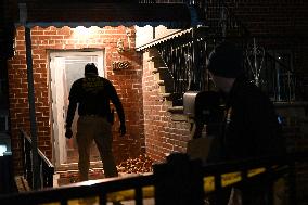 NYPD Crime Scene Investigators Search For Evidence At Murder Scene Where Kristopher Samaroo Was Killed In Throggs Neck Section O