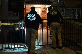 NYPD Crime Scene Investigators Search For Evidence At Murder Scene Where Kristopher Samaroo Was Killed In Throggs Neck Section O