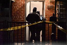 NYPD Crime Scene Investigators Search For Evidence At Murder Scene Where Kristopher Samaroo Was Killed In Throggs Neck Section O