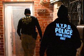 NYPD Crime Scene Investigators Search For Evidence At Murder Scene Where Kristopher Samaroo Was Killed In Throggs Neck Section O