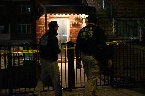 NYPD Crime Scene Investigators Search For Evidence At Murder Scene Where Kristopher Samaroo Was Killed In Throggs Neck Section O