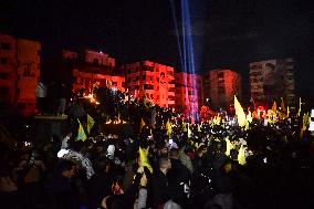 Mourners Hold Vigil for Hezbollah Chief Hassan Nasrallah in Beirut Suburb