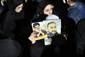 Mourners Hold Vigil for Hezbollah Chief Hassan Nasrallah in Beirut Suburb