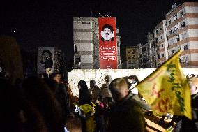 Mourners Hold Vigil for Hezbollah Chief Hassan Nasrallah in Beirut Suburb