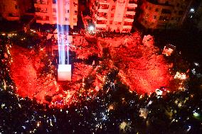 Mourners Hold Vigil for Hezbollah Chief Hassan Nasrallah in Beirut Suburb