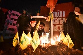 Mourners Hold Vigil for Hezbollah Chief Hassan Nasrallah in Beirut Suburb