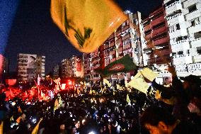 Mourners Hold Vigil for Hezbollah Chief Hassan Nasrallah in Beirut Suburb