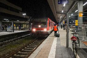 Bavarian Train Station At Night