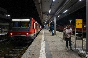 Bavarian Train Station At Night