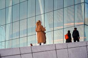 Visitors On The Rooftop Of The Oslo Opera House