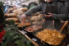 Traditional Christmas Market In Krakow's Market Square