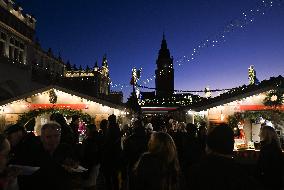 Traditional Christmas Market In Krakow's Market Square