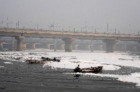 Toxic Foam Covers India's Yamuna River