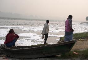 Toxic Foam Covers India's Yamuna River