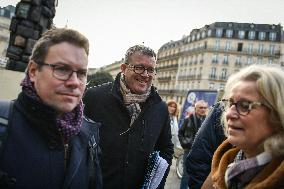 French Deputy Minister for Transports Francois Durovray visits Saint Lazare rail station in Paris FA