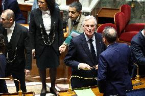 Pm Barnier Invokes 49.3 During The Vote On The 2025 Social Security Bill In Paris