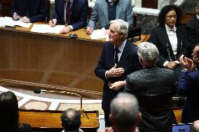 Pm Barnier Invokes 49.3 During The Vote On The 2025 Social Security Bill In Paris