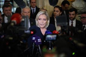 Marine Le Pen Addresses Media After Social Security Bill Vote in Parliament - Paris