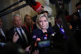 Marine Le Pen Addresses Media After Social Security Bill Vote in Parliament - Paris