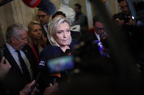 Marine Le Pen Addresses Media After Social Security Bill Vote in Parliament - Paris