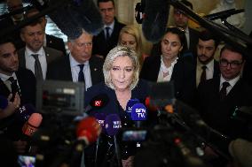 Marine Le Pen Addresses Media After Social Security Bill Vote in Parliament - Paris