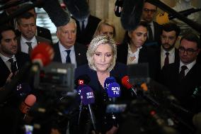 Marine Le Pen Addresses Media After Social Security Bill Vote in Parliament - Paris