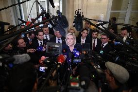 Marine Le Pen Addresses Media After Social Security Bill Vote in Parliament - Paris