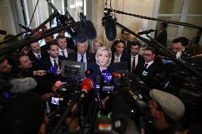 Marine Le Pen Addresses Media After Social Security Bill Vote in Parliament - Paris