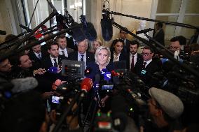 Marine Le Pen Addresses Media After Social Security Bill Vote in Parliament - Paris