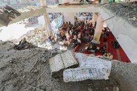 First Prayer At The Partially Restored Al-Farouq Mosque - Gaza