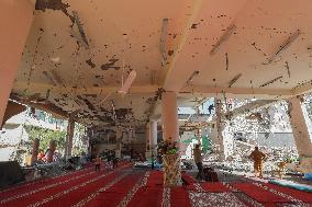 First Prayer At The Partially Restored Al-Farouq Mosque - Gaza