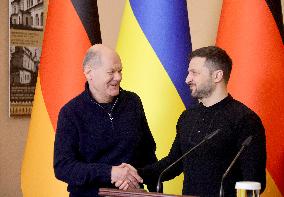 Joint briefing of Volodymyr Zelenskyy and Olaf Scholz in Kyiv