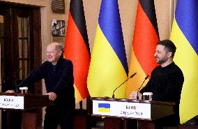 Joint briefing of Volodymyr Zelenskyy and Olaf Scholz in Kyiv