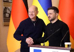 Joint briefing of Volodymyr Zelenskyy and Olaf Scholz in Kyiv