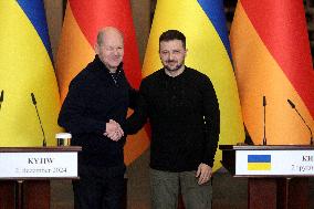 Joint briefing of Volodymyr Zelenskyy and Olaf Scholz in Kyiv