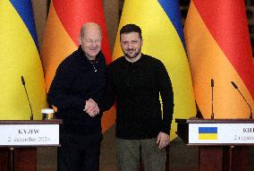 Joint briefing of Volodymyr Zelenskyy and Olaf Scholz in Kyiv