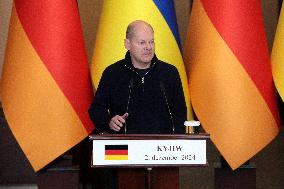 Joint briefing of Volodymyr Zelenskyy and Olaf Scholz in Kyiv