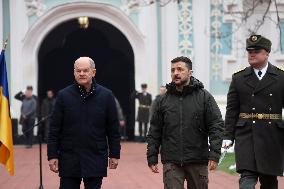 Ukrainian President and German Chancellor at Saint Sophia of Kyiv